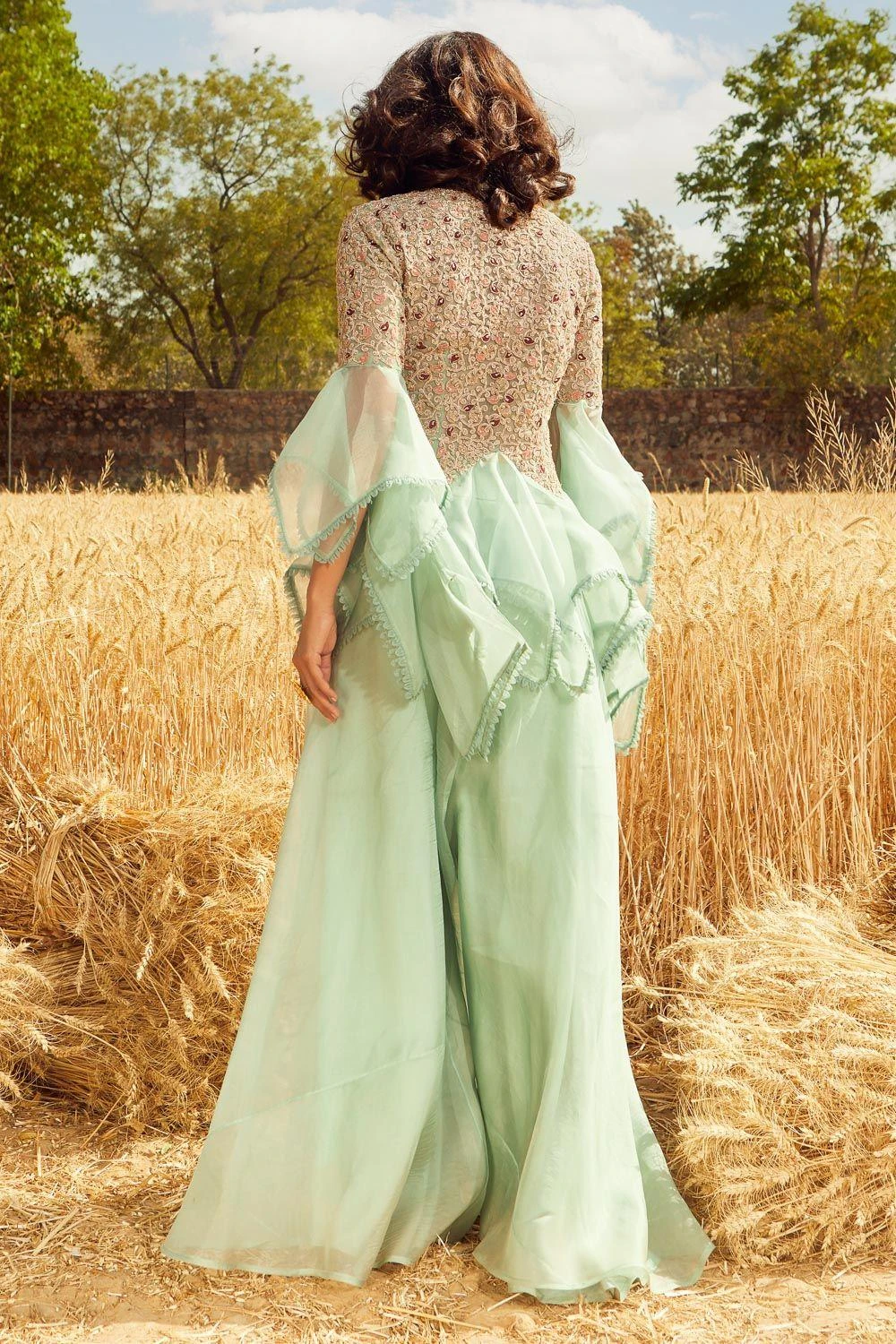 Ridhima Bhasin Aqua Embroidered Sharara Set 5 Ridhima Bhasin Aqua Embroidered Sharara Set - Image 3