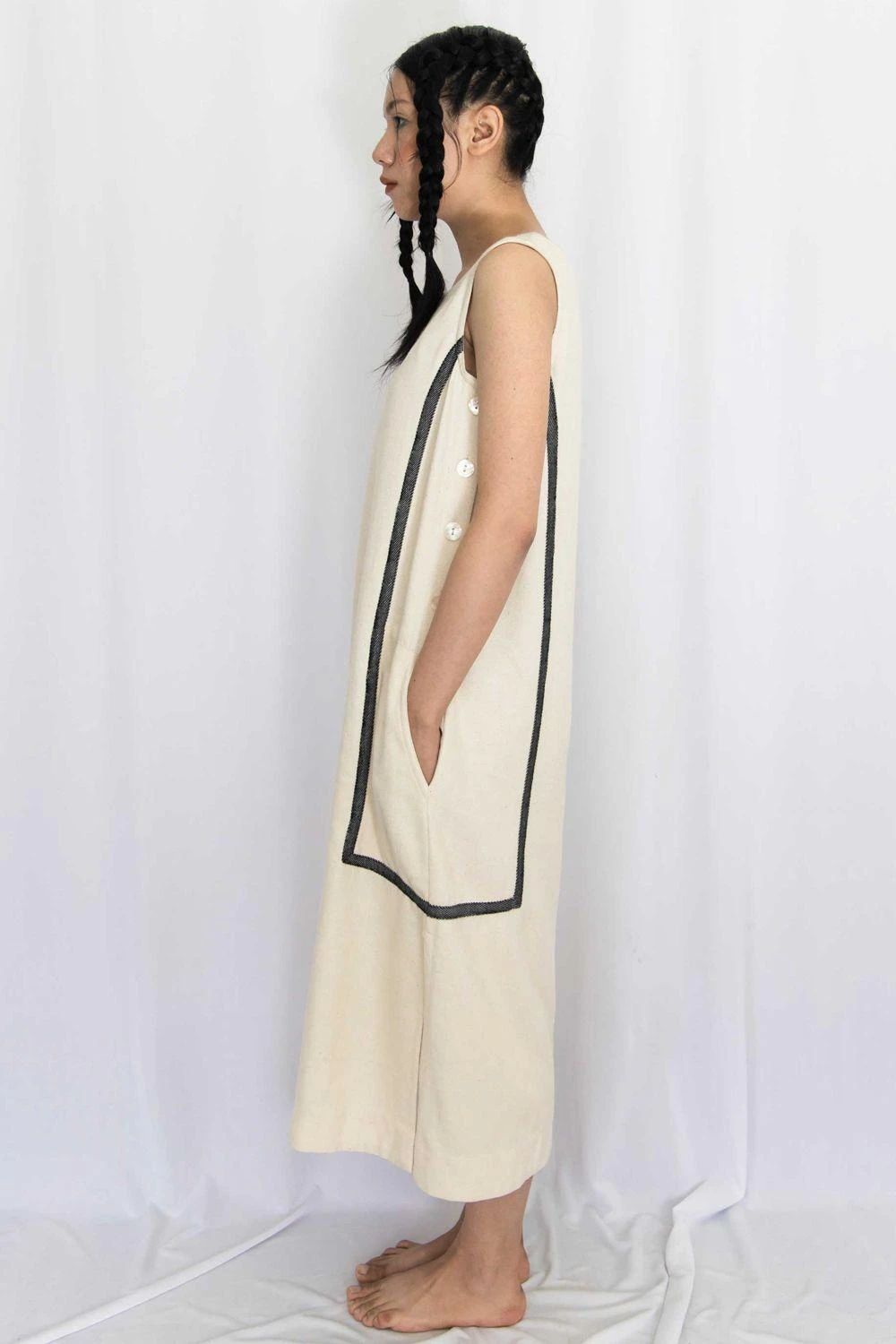 Rias Jaipur Ecru Cotton Denim Dress 3 Rias Jaipur Ecru Cotton Denim Dress - Image 2