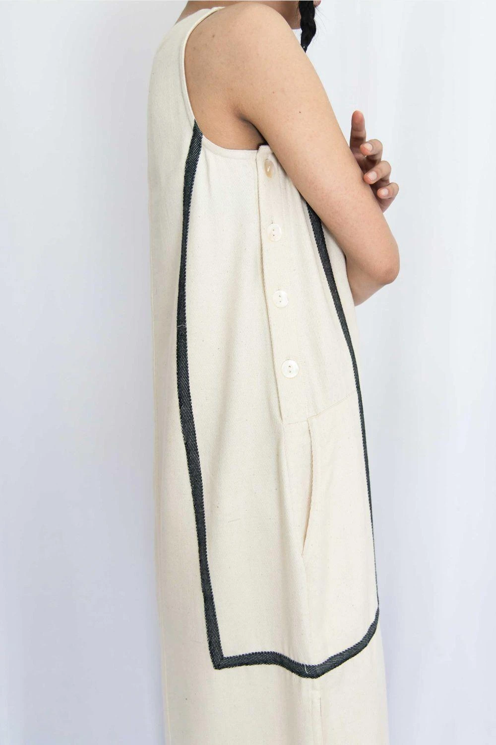 Rias Jaipur Ecru Cotton Denim Dress 4 Rias Jaipur Ecru Cotton Denim Dress - Image 3