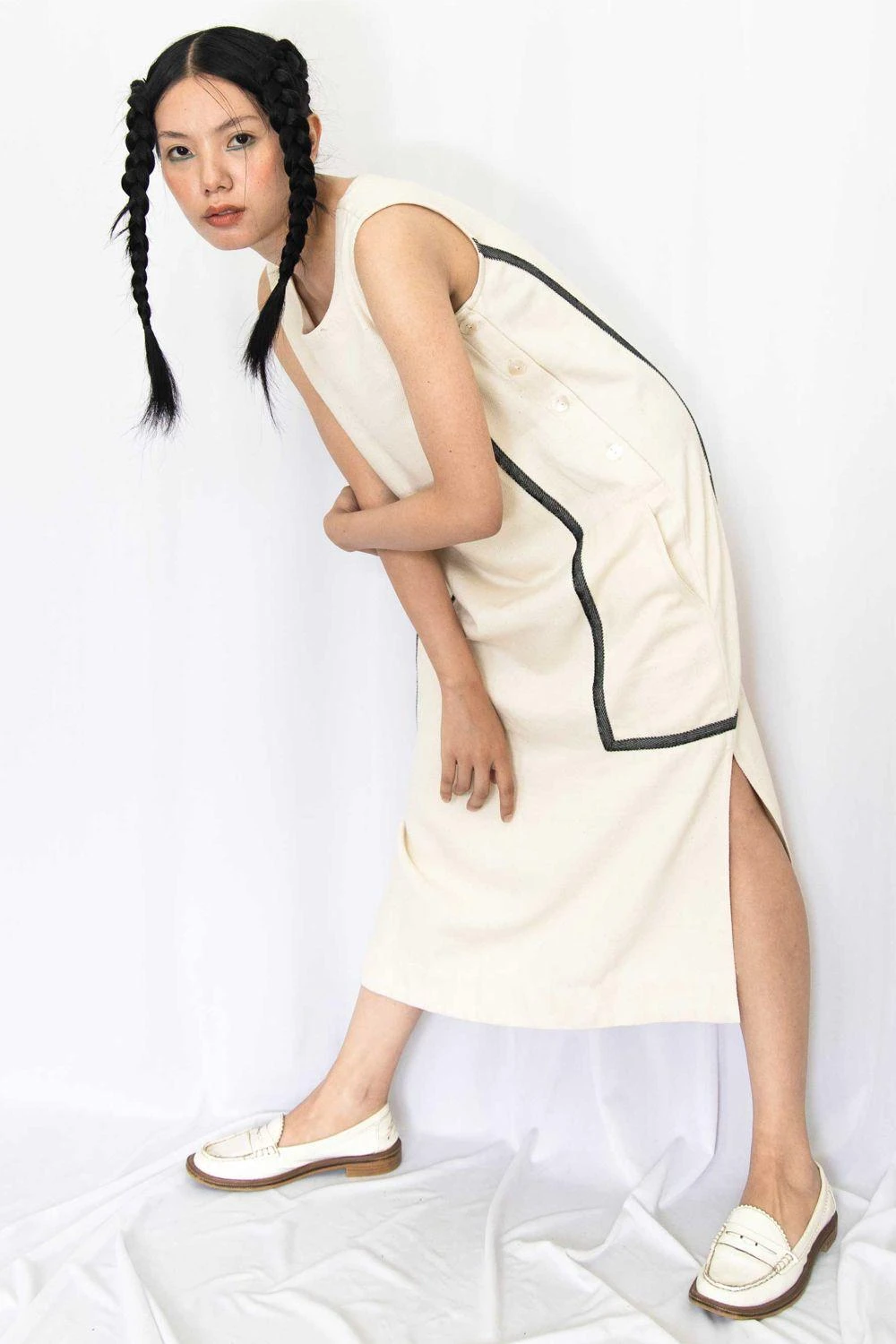 Rias Jaipur Ecru Cotton Denim Dress 5 Rias Jaipur Ecru Cotton Denim Dress - Image 4