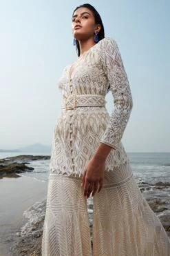 Ritika Mirchandani Ivory & Gold Hand Embroidered Sharara Set 10 Ritika Mirchandani Ivory & Gold Hand Embroidered Sharara Set -Deals Haute Togs Store rm0601 4