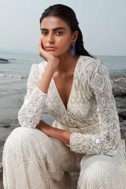 Ritika Mirchandani Ivory & Gold Hand Embroidered Sharara Set 11 Ritika Mirchandani Ivory & Gold Hand Embroidered Sharara Set -Deals Haute Togs Store rm0601 5