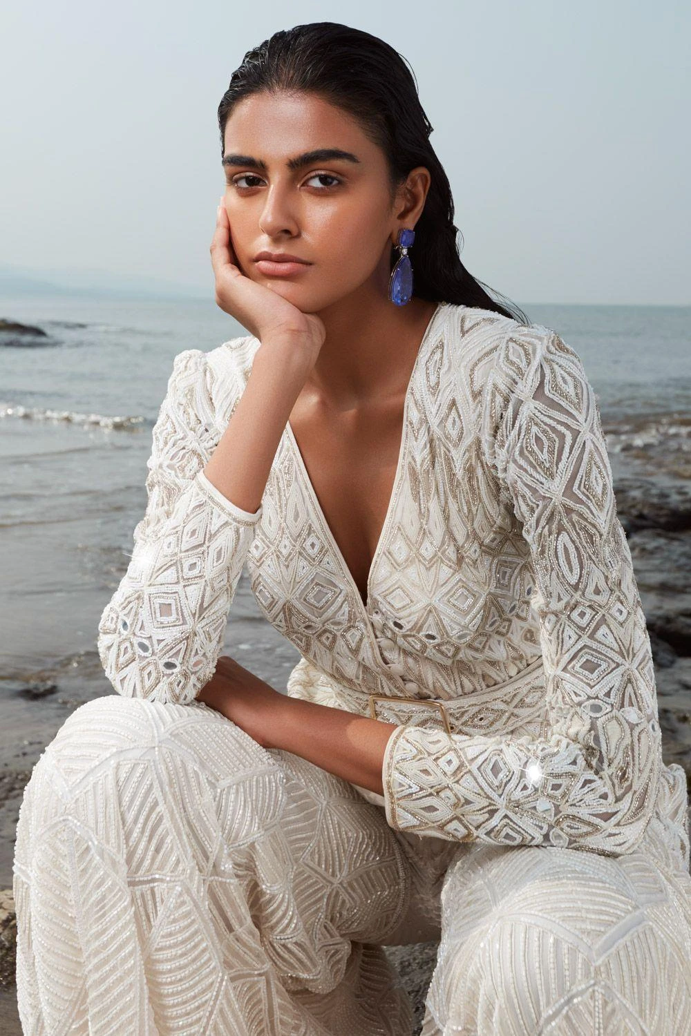 Ritika Mirchandani Ivory & Gold Hand Embroidered Sharara Set 7 Ritika Mirchandani Ivory & Gold Hand Embroidered Sharara Set - Image 5