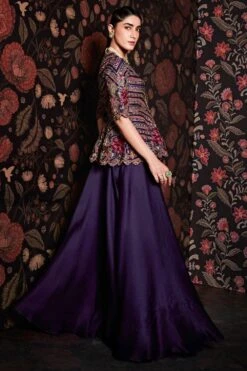 Ridhi Mehra Purple Embroidered Peplum & Sharara Set -Deals Haute Togs Store rmct 20 2