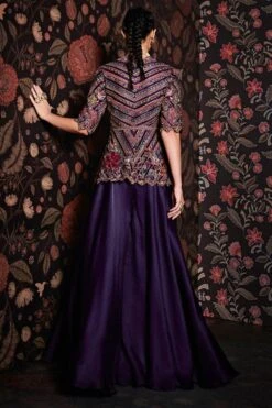 Ridhi Mehra Purple Embroidered Peplum & Sharara Set -Deals Haute Togs Store rmct 20 3 1