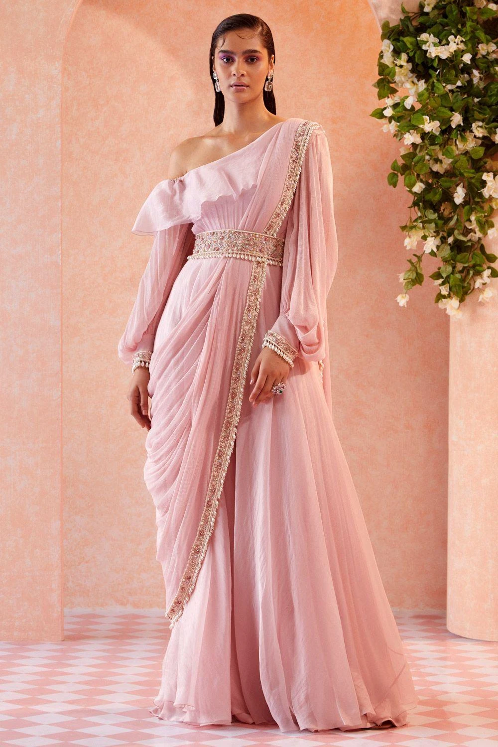 Ridhi Mehra Pink Ruffle Jumpsuit Set 3 Ridhi Mehra Pink Ruffle Jumpsuit Set