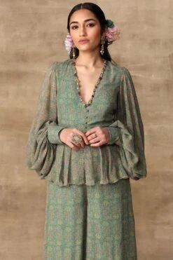 Ridhi Mehra Marcella Turquoise Paisley Printed Jumpsuit -Deals Haute Togs Store rmwd 21 3