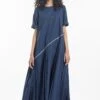 Three Navy Dress With Asymmetric Pleats 1 Three Navy Dress With Asymmetric Pleats -Deals Haute Togs Store s21 d08 1