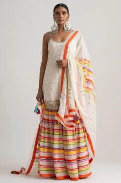 Striped Mirrorwork Sharara Set