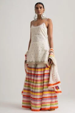 Striped Mirrorwork Sharara Set -Deals Haute Togs Store sa11 3