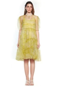 Siddhartha Bansal Yellow Tie & Dye Organza Dress