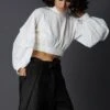 Chola Balloon Sleeve Crop Shirt -Deals Haute Togs Store sh0097c 2
