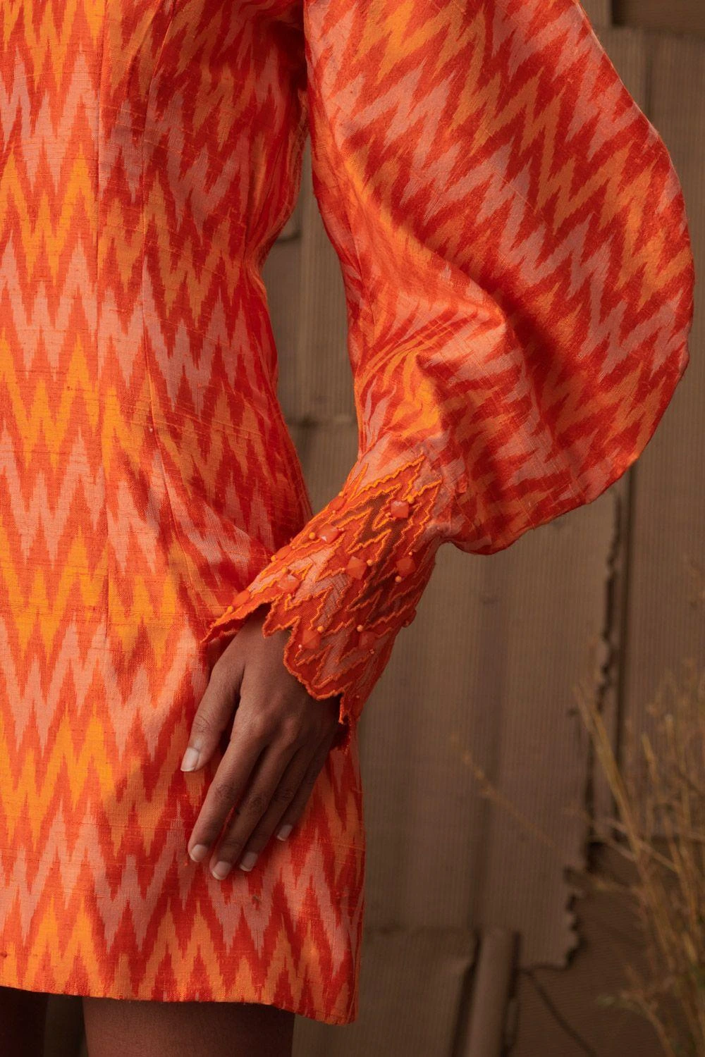 Shriya Som Ikat Balloon Sleeve Short Dress 4 Shriya Som Ikat Balloon Sleeve Short Dress - Image 2