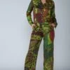 Saaksha & Kinni Green Abstract Avian Printed Pants -Deals Haute Togs Store sk070936 1