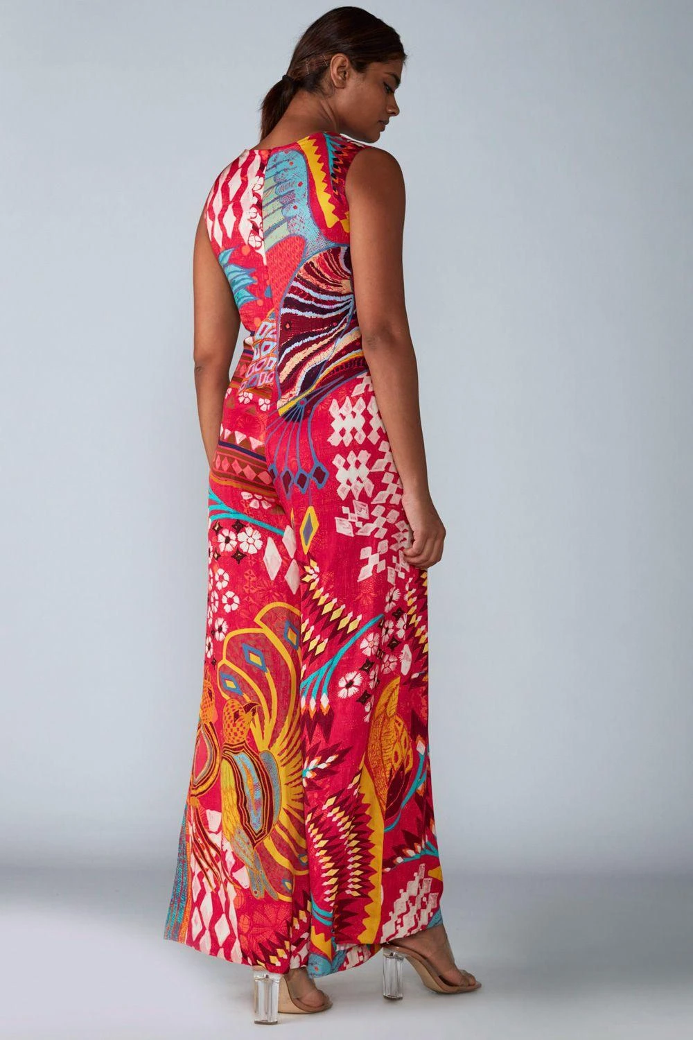 Saaksha & Kinni Pink Avian Print Jumpsuit With An Attached Belt 4 Saaksha & Kinni Pink Avian Print Jumpsuit With An Attached Belt - Image 2