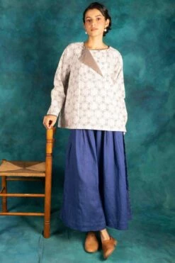 Indigene Linen Cobalt Blue Cropped Pants