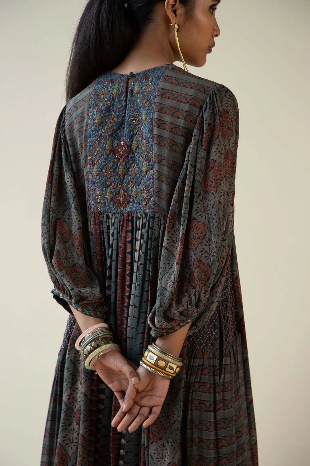 Sunira Designs Ajrakh Printed Dress With An Embroidered Yoke 7 Sunira Designs Ajrakh Printed Dress With An Embroidered Yoke - Image 5