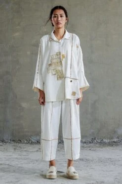 Sunira Designs White Hand Spun Cotton Oversize Shirt