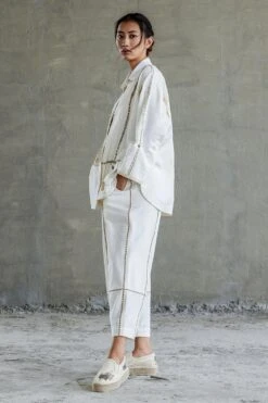 Sunira Designs White Hand Spun Cotton Oversize Shirt -Deals Haute Togs Store sun0604 4