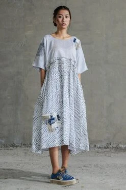 Sunira Designs Blue Hand Spun Chanderi Dress