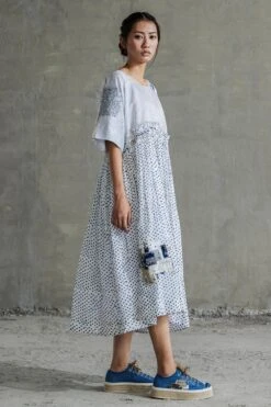 Sunira Designs Blue Hand Spun Chanderi Dress -Deals Haute Togs Store sun0625 3