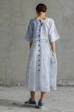 Sunira Designs Blue Hand Spun Chanderi Dress -Deals Haute Togs Store sun0625 5