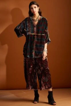 Sunira Designs Maroon Ajrak Hand-block Printed Shirt