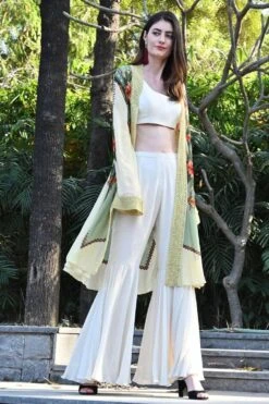 Varun Bahl Pret Ivory Sharara Set With Printed Jacket