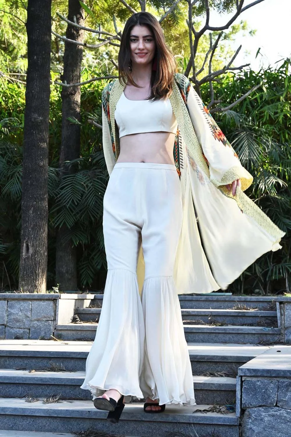 Varun Bahl Pret Ivory Sharara Set With Printed Jacket 4 Varun Bahl Pret Ivory Sharara Set With Printed Jacket - Image 2