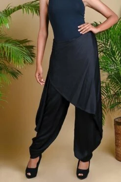 Black Modal Silk Draped Dhoti