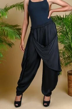 Black Modal Silk Draped Dhoti -Deals Haute Togs Store wrap 3
