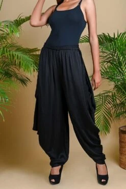 Black Modal Silk Draped Dhoti -Deals Haute Togs Store wrap 4