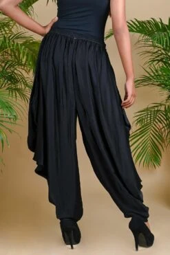 Black Modal Silk Draped Dhoti -Deals Haute Togs Store wrap 5
