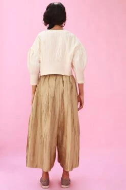 Antar-Agni Champagne Textured Anti Fit Pants -Deals Haute Togs Store wtr726 3