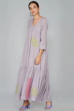 YAVI Three Tiered Cotton Jamdani Dress